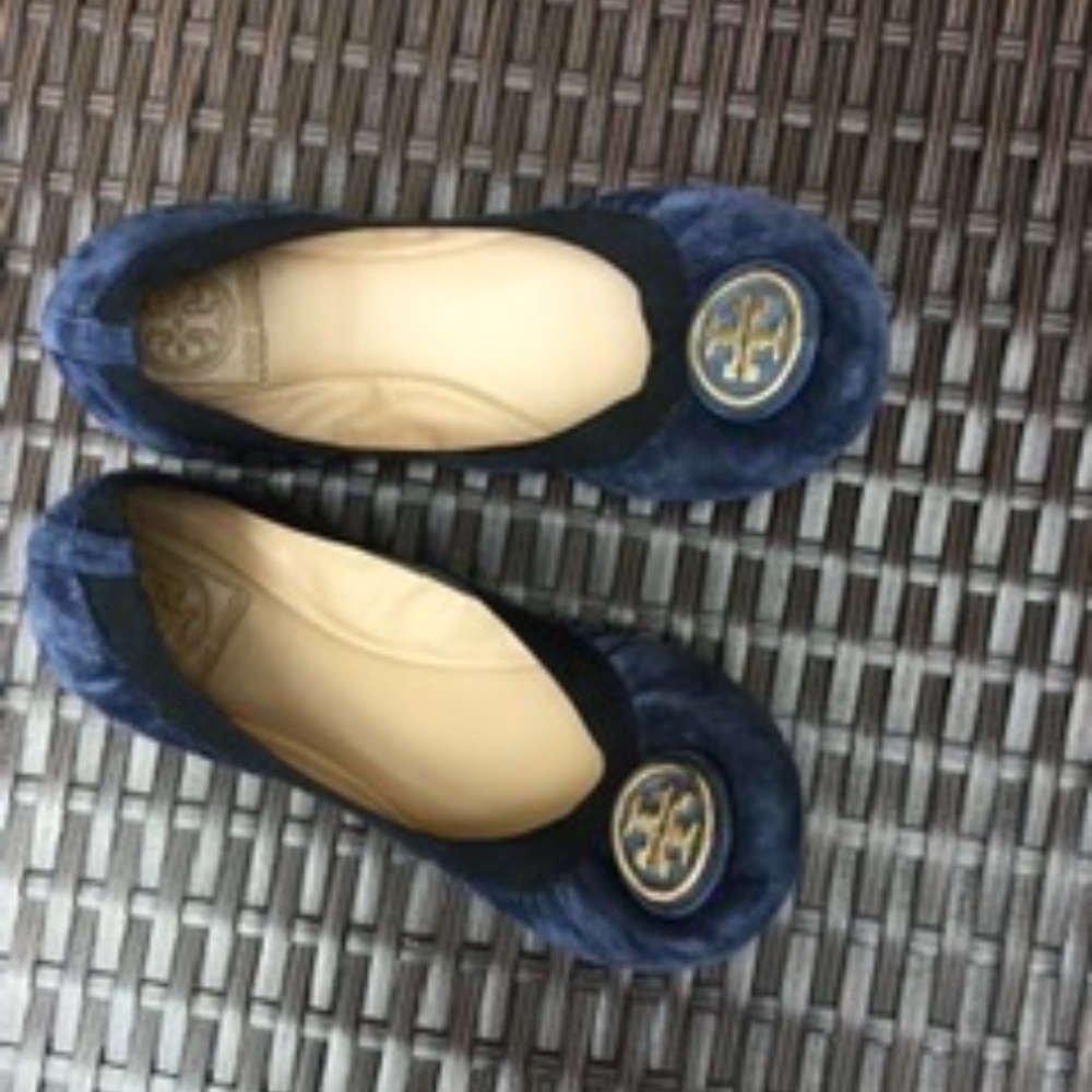 Tory Burch Navy Suede Ballet Slippers